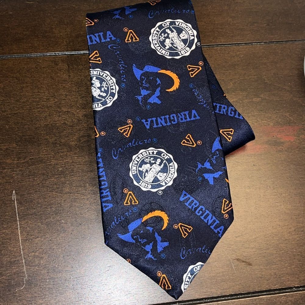 UVA Virginia Cavaliers Wahoos University Frat Collegiate 100% Silk Neck Tie